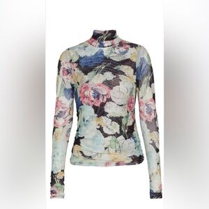 Cinq A Sept Wildwood floral shirred mesh top
More
